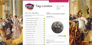 Screenshot of Tag London interface page showing an object and a list time periods