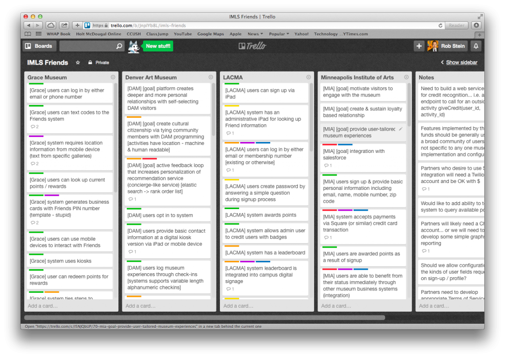 Figure 1. Trello was used by the team to transform Use Cases into list of functional requirements that were then rated by difficulty.